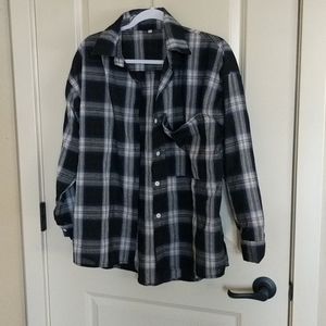 Oversized plaid shirt button down